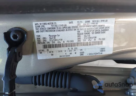 2016 Ford Focus Se from USA, damaged, VIN 1FADP3F28GL248860